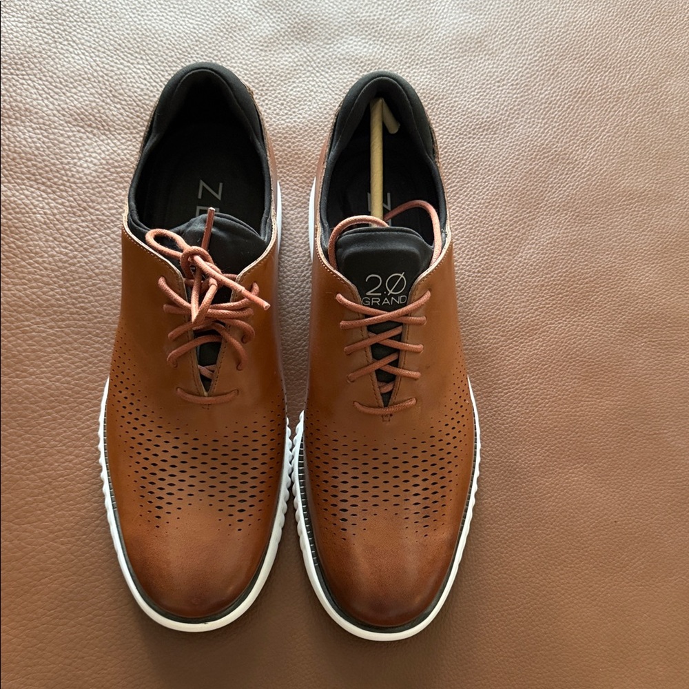 Cole Haan Men's Brown Leather Zerogrand 2.0 Shoes
